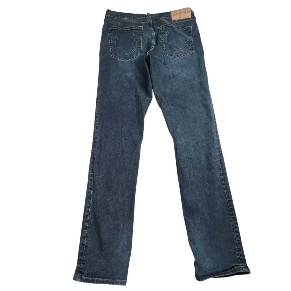 True Religion Mens 34X32 Geno Relaxed Slim Dark Wash Denim‎ Jeans